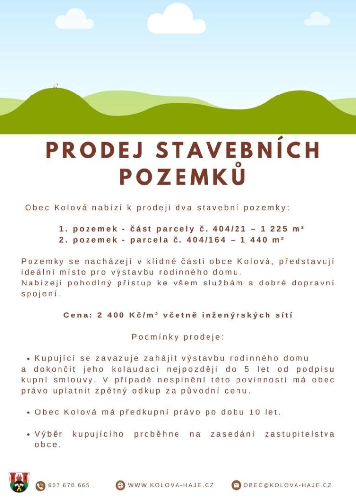prodej stavebních pozemků
